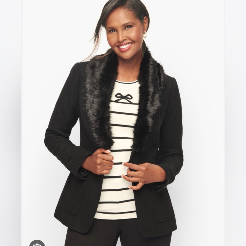 NWT Talbots Wool Blazer with removable fur collar